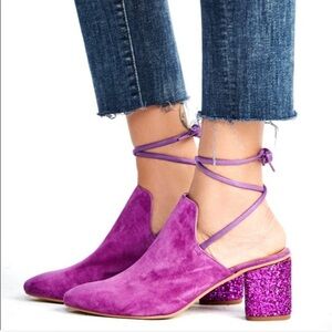 Free People Purple Glitter Sparkle Mule